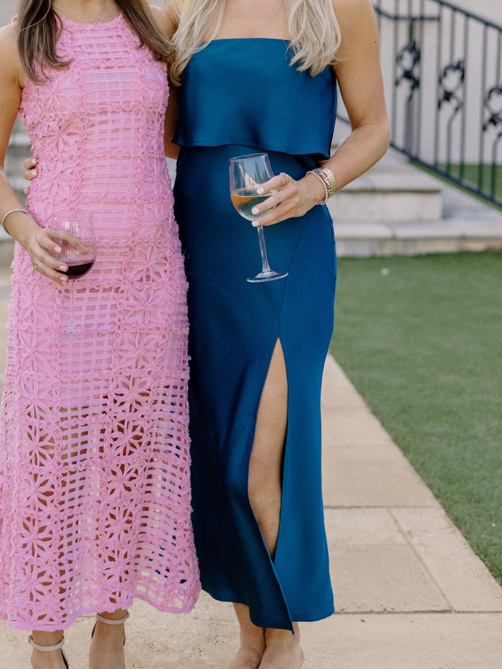 Hello Molly Teal Strapless Ruffle Overlay Gown with Side Slit